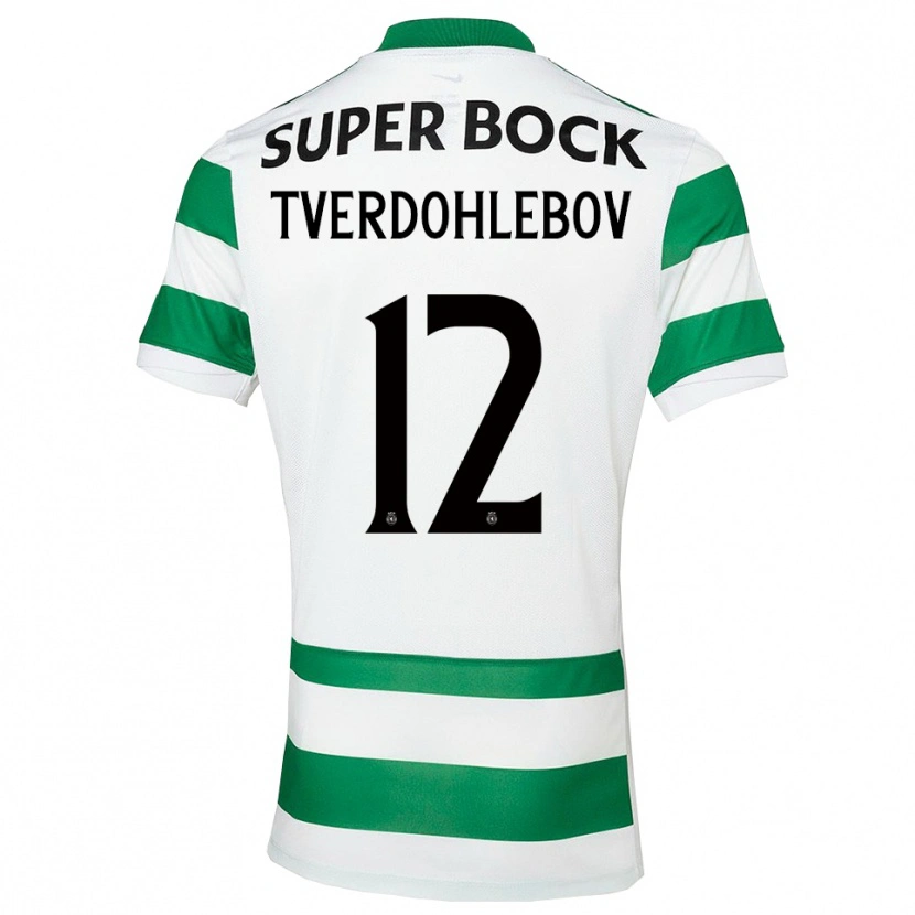 Danxen Bambino Maglia Alex Tverdohlebov #12 Verde Bianco Kit Gara Home 2025/26 Maglietta