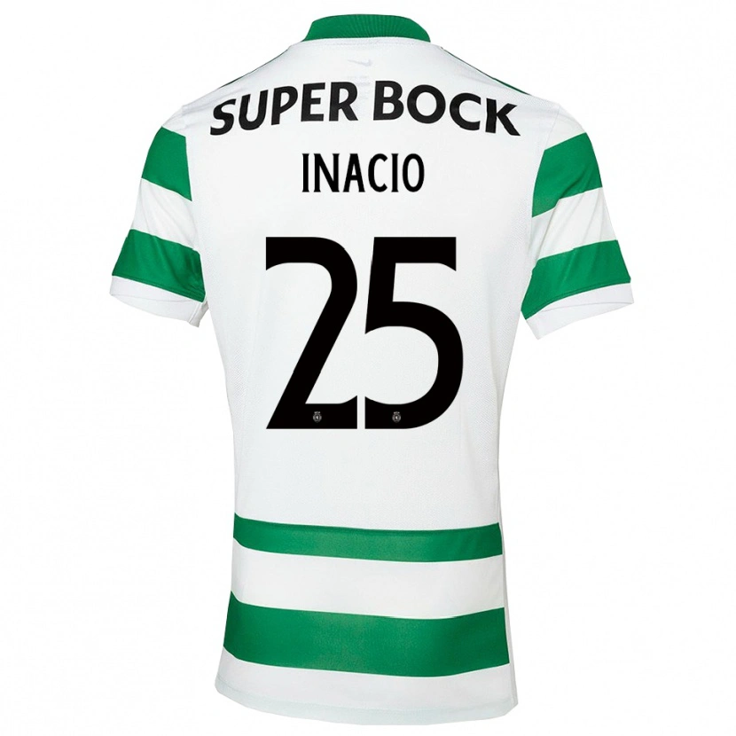 Danxen Bambino Maglia Gonçalo Inácio #25 Verde Bianco Kit Gara Home 2025/26 Maglietta
