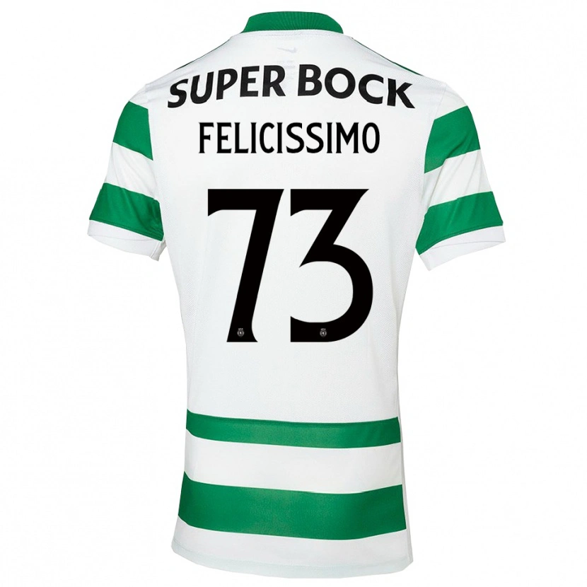 Danxen Bambino Maglia Eduardo Felicíssimo #73 Verde Bianco Kit Gara Home 2025/26 Maglietta