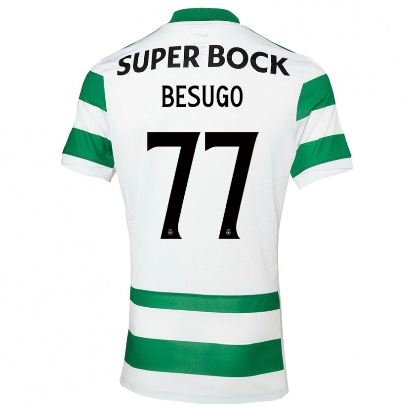 Danxen Bambino Maglia Rafael Besugo #77 Verde Bianco Kit Gara Home 2025/26 Maglietta