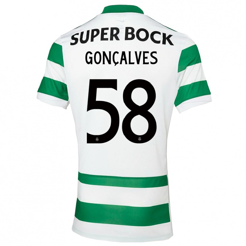 Danxen Bambino Maglia Flávio Gonçalves #58 Verde Bianco Kit Gara Home 2025/26 Maglietta