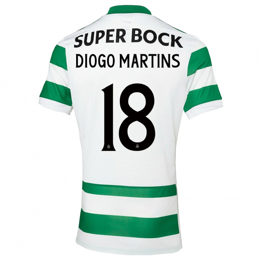 Danxen Bambino Maglia Diogo Martins #18 Verde Bianco Kit Gara Home 2025/26 Maglietta