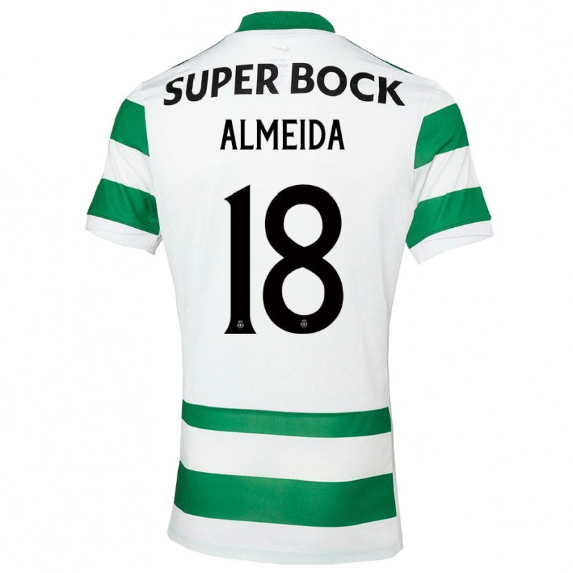 Danxen Bambino Maglia Miguel Almeida #18 Verde Bianco Kit Gara Home 2025/26 Maglietta
