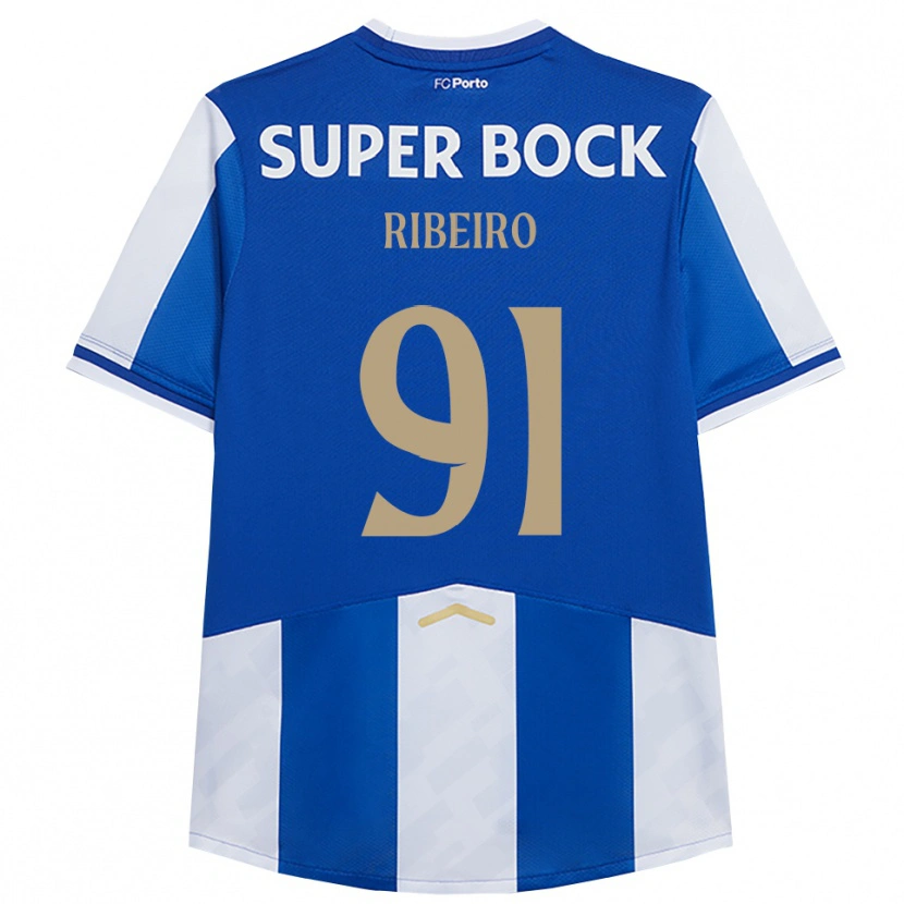 Danxen Bambino Maglia Gonçalo Ribeiro #91 Blu Bianco Kit Gara Home 2025/26 Maglietta