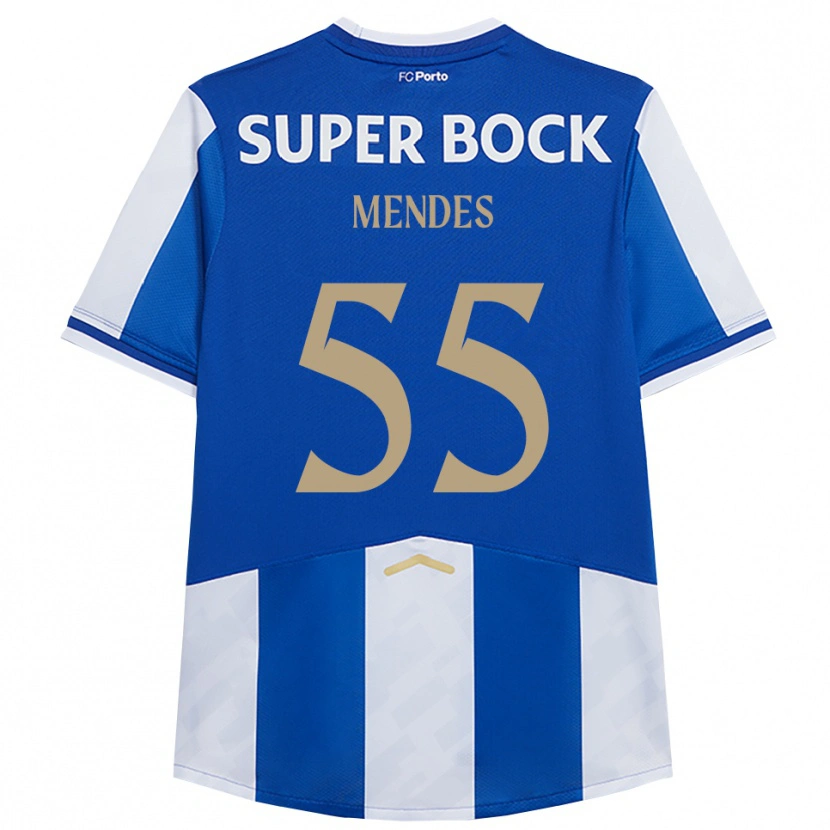 Danxen Bambino Maglia Joao Mendes #55 Blu Bianco Kit Gara Home 2025/26 Maglietta