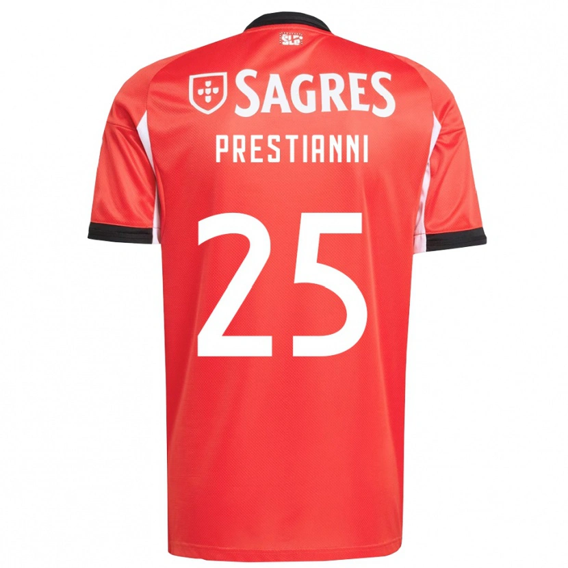 Danxen Bambino Maglia Gianluca Prestianni #25 Rosso Bianco Kit Gara Home 2025/26 Maglietta