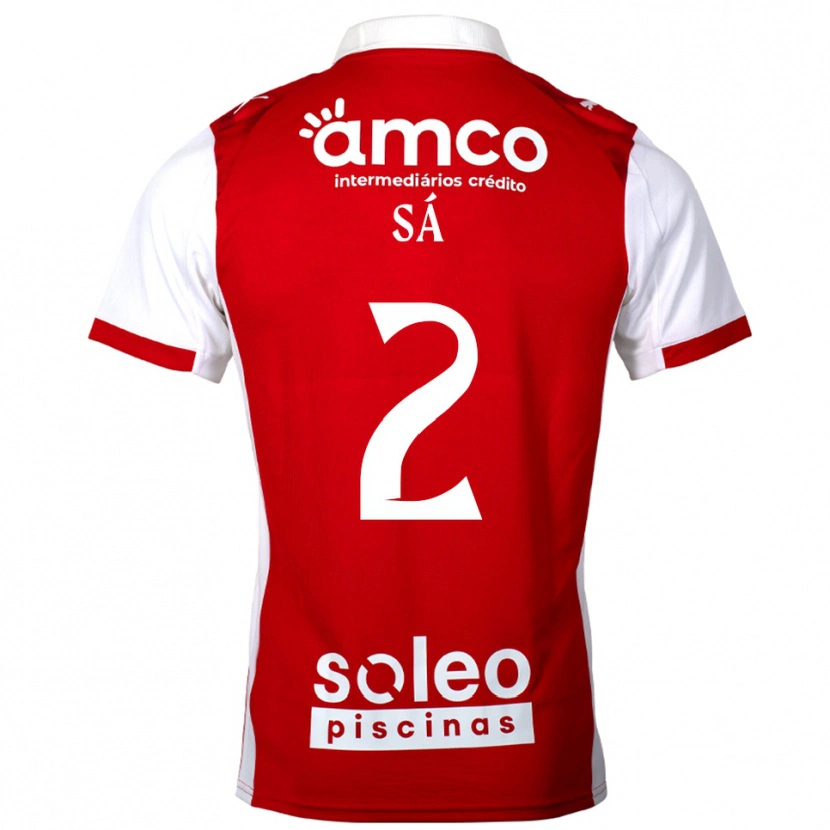 Danxen Bambino Maglia Henrique Sá #2 Rosso Bianco Kit Gara Home 2025/26 Maglietta