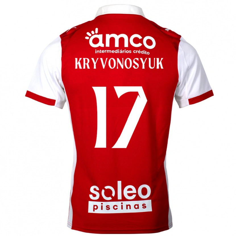 Danxen Bambino Maglia Leonardo Kryvonosyuk #17 Rosso Bianco Kit Gara Home 2025/26 Maglietta