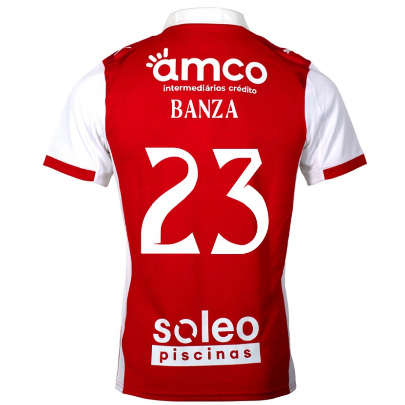 Danxen Bambino Maglia Simon Banza #23 Rosso Bianco Kit Gara Home 2025/26 Maglietta