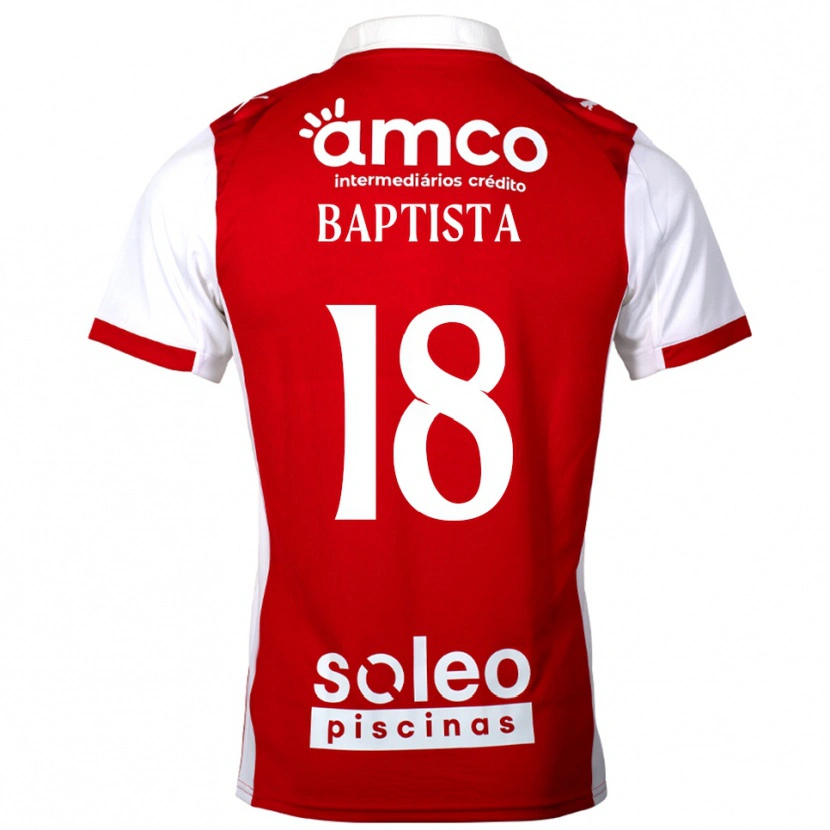 Danxen Bambino Maglia Tiago Baptista #18 Rosso Bianco Kit Gara Home 2025/26 Maglietta