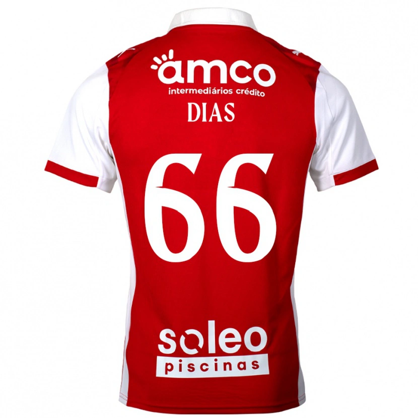 Danxen Bambino Maglia Gonçalo Dias #66 Rosso Bianco Kit Gara Home 2025/26 Maglietta