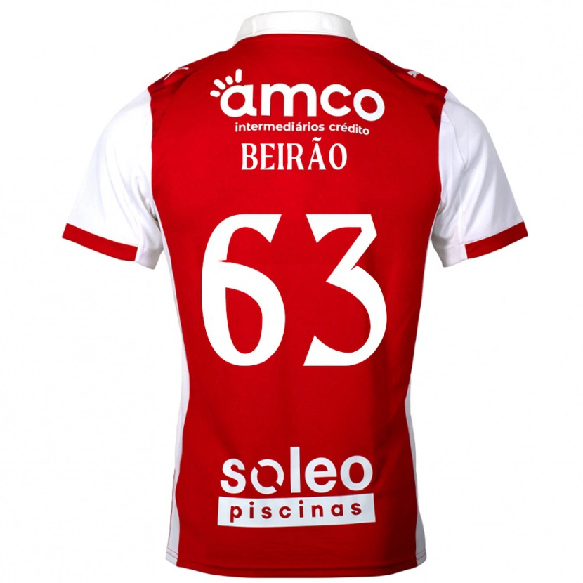 Danxen Bambino Maglia Rodrigo Beirão #63 Rosso Bianco Kit Gara Home 2025/26 Maglietta