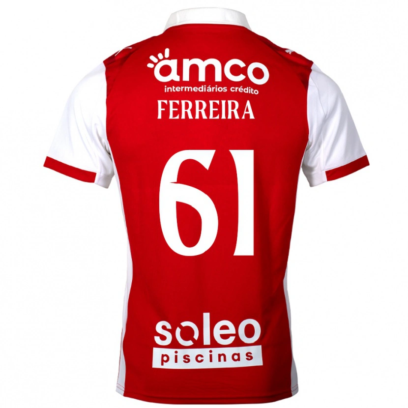 Danxen Bambino Maglia Tiago Ferreira #61 Rosso Bianco Kit Gara Home 2025/26 Maglietta