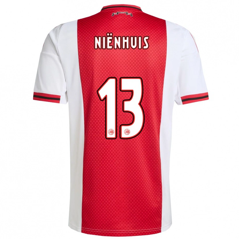 Danxen Bambino Maglia Lois Niënhuis #13 Rosso Bianco Kit Gara Home 2025/26 Maglietta