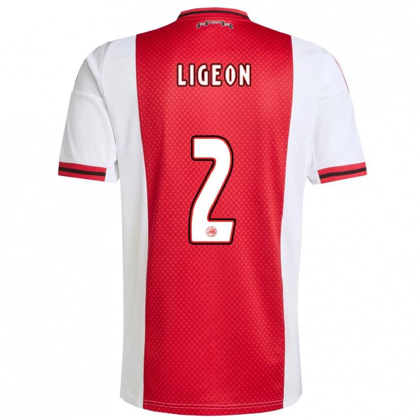 Danxen Bambino Maglia Ruben Ligeon #2 Rosso Bianco Kit Gara Home 2025/26 Maglietta