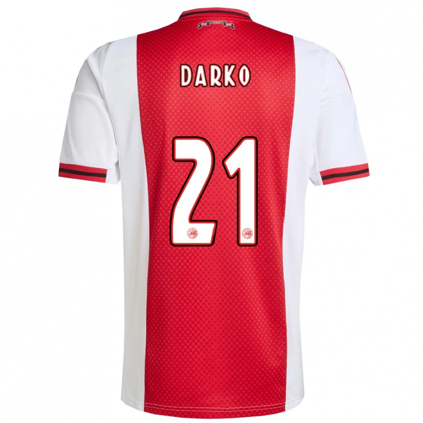Danxen Bambino Maglia Denzel Darko #21 Rosso Bianco Kit Gara Home 2025/26 Maglietta
