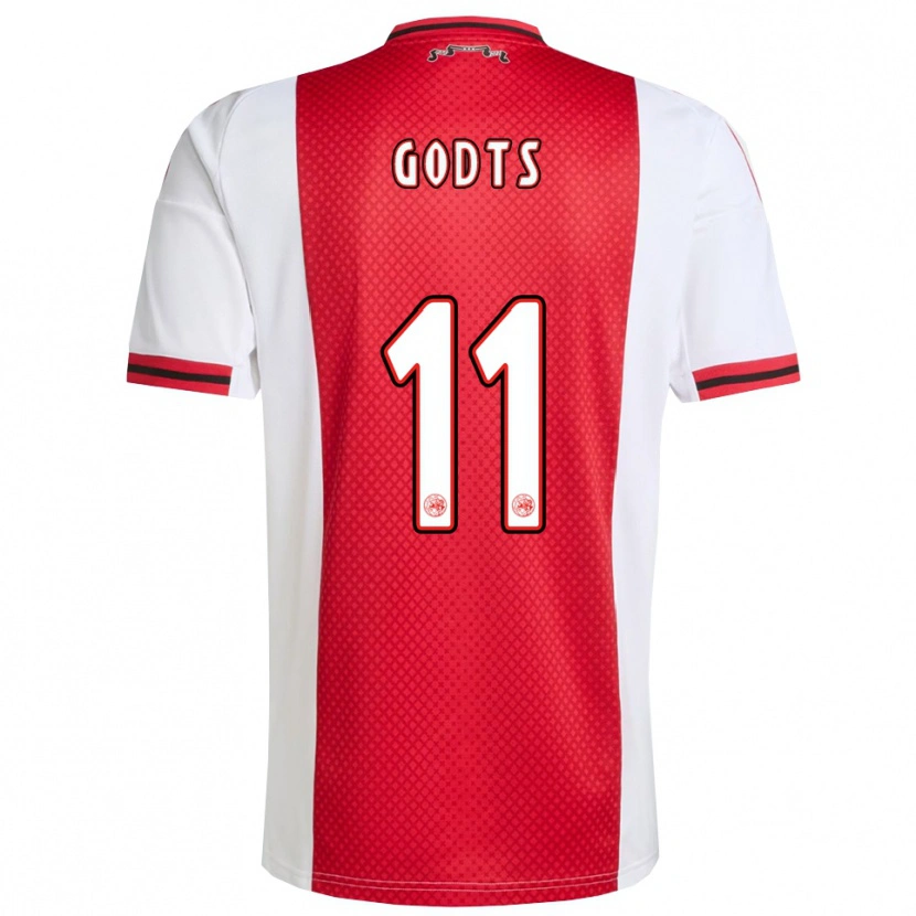 Danxen Bambino Maglia Mika Godts #11 Rosso Bianco Kit Gara Home 2025/26 Maglietta