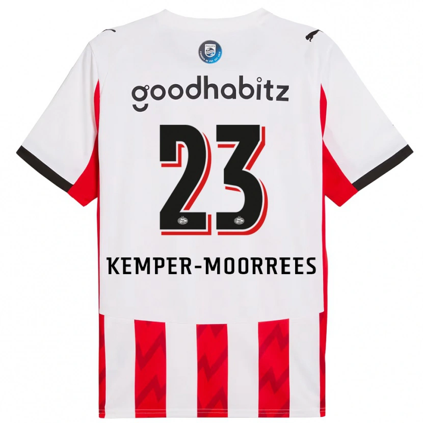 Danxen Bambino Maglia Myrthe Kemper-Moorrees #23 Rosso Bianco Kit Gara Home 2025/26 Maglietta