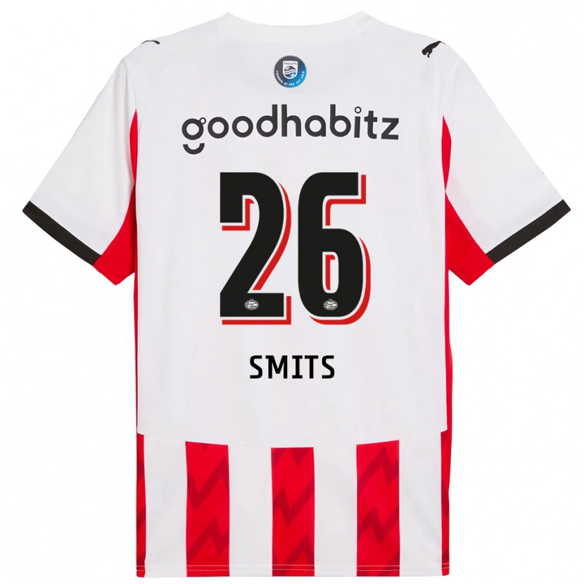 Danxen Bambino Maglia Eef Smits #26 Rosso Bianco Kit Gara Home 2025/26 Maglietta