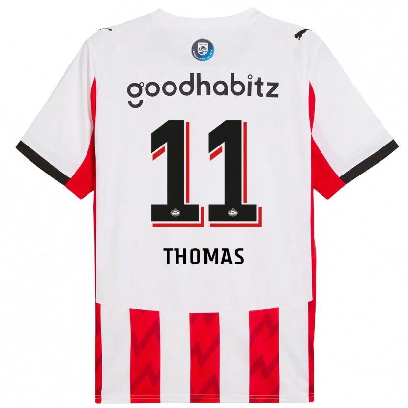 Danxen Bambino Maglia Ayodele Thomas #11 Rosso Bianco Kit Gara Home 2025/26 Maglietta