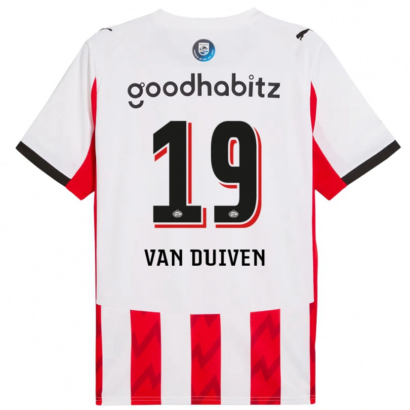 Danxen Bambino Maglia Jason Van Duiven #19 Rosso Bianco Kit Gara Home 2025/26 Maglietta