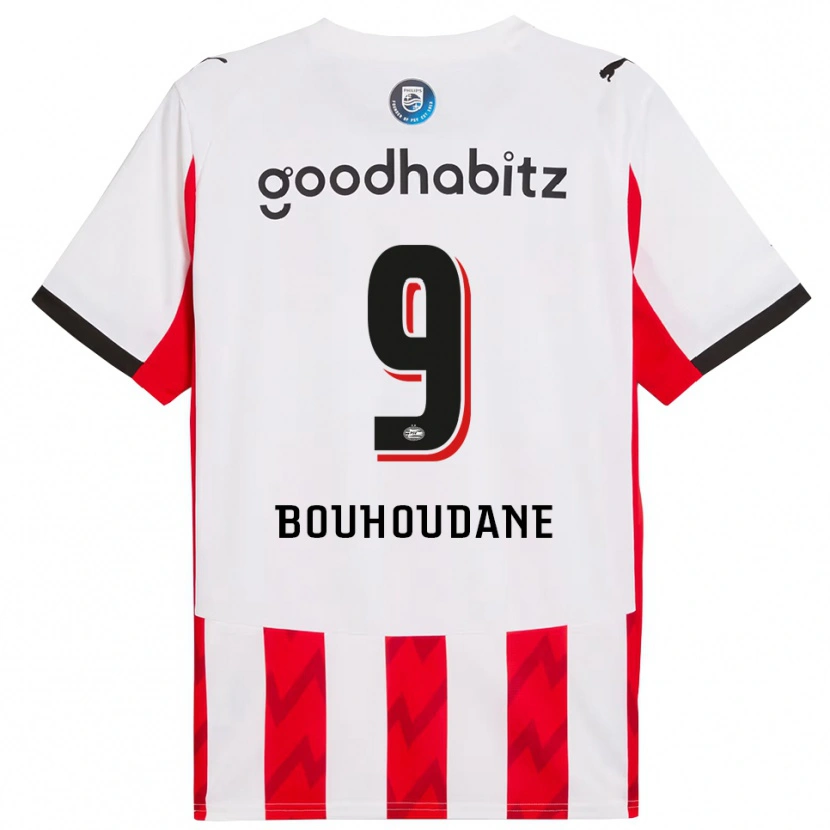 Danxen Bambino Maglia Sami Bouhoudane #9 Rosso Bianco Kit Gara Home 2025/26 Maglietta