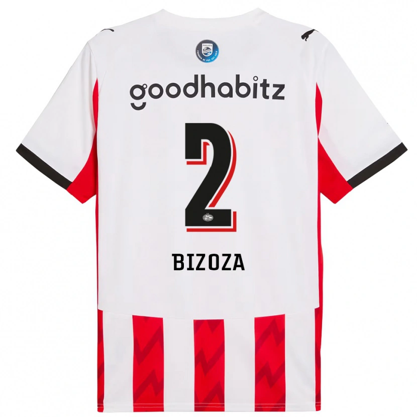 Danxen Bambino Maglia Kevin Bizoza #2 Rosso Bianco Kit Gara Home 2025/26 Maglietta