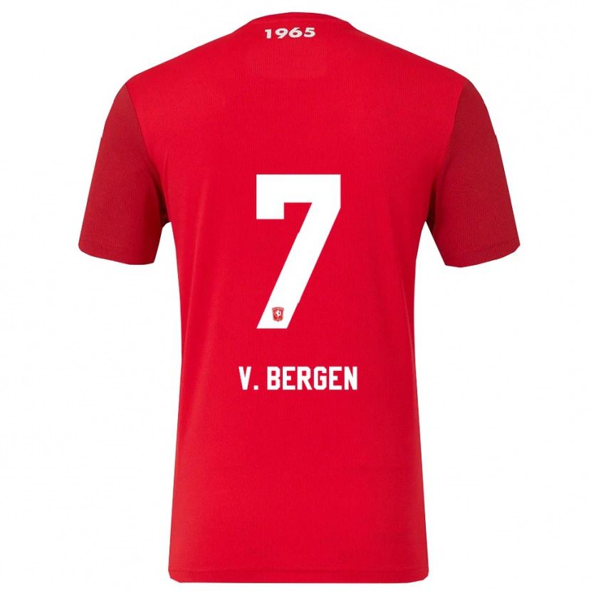 Danxen Bambino Maglia Mitchell Van Bergen #7 Rosso Bianco Kit Gara Home 2025/26 Maglietta