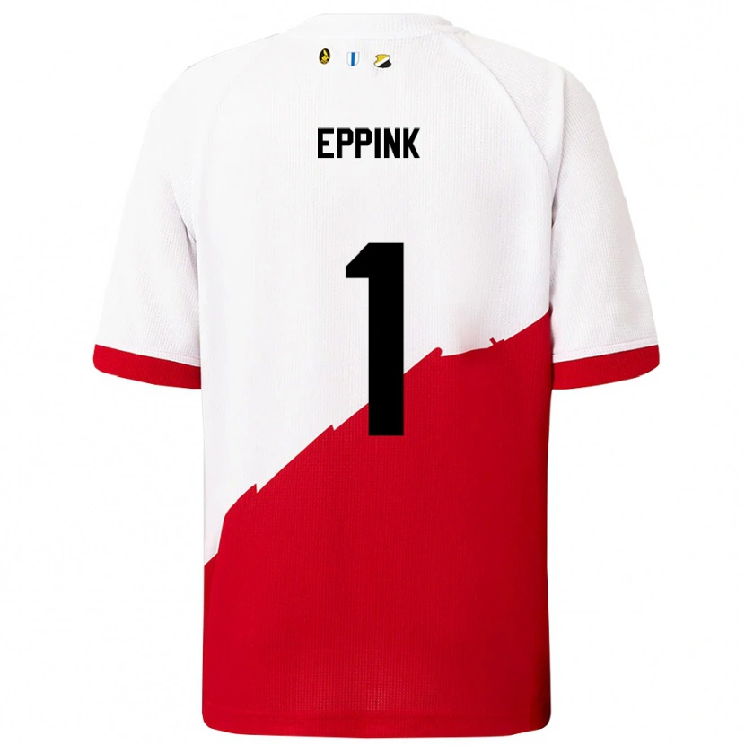 Danxen Bambino Maglia Mees Eppink #1 Bianco Rosso Kit Gara Home 2025/26 Maglietta