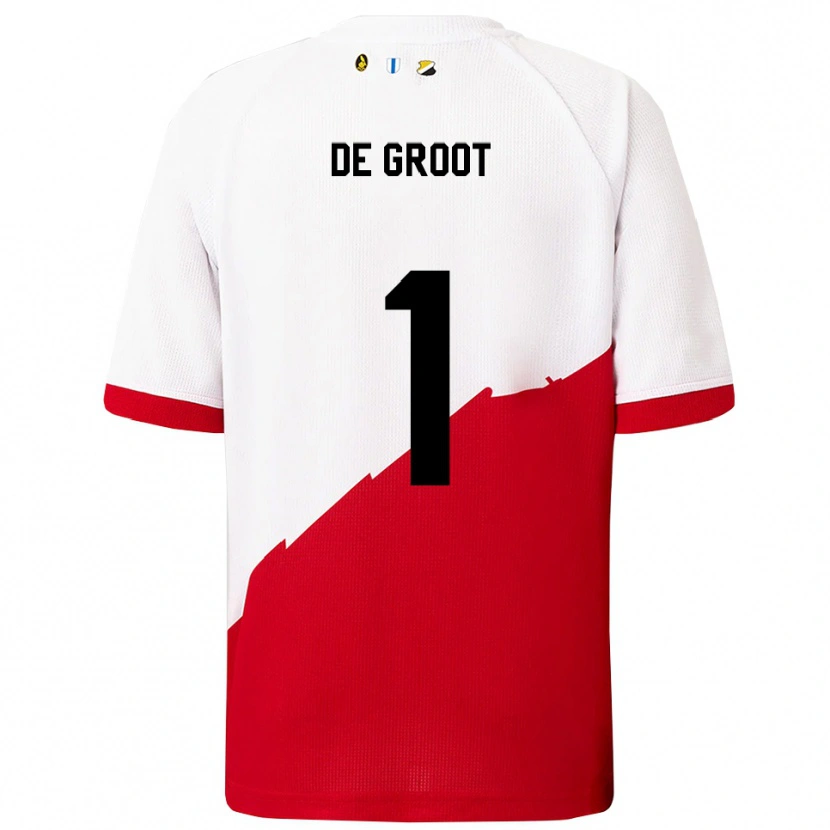 Danxen Bambino Maglia Jasmijn De Groot #1 Bianco Rosso Kit Gara Home 2025/26 Maglietta