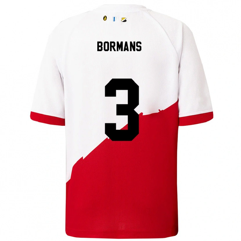 Danxen Bambino Maglia Merel Bormans #3 Bianco Rosso Kit Gara Home 2025/26 Maglietta