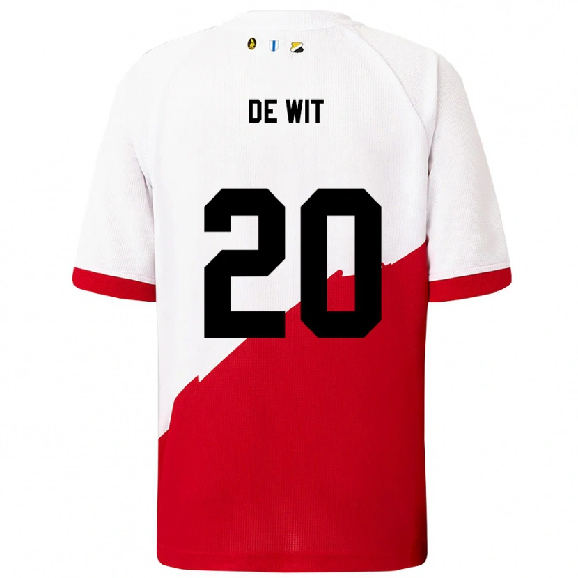 Danxen Bambino Maglia Dani De Wit #20 Bianco Rosso Kit Gara Home 2025/26 Maglietta