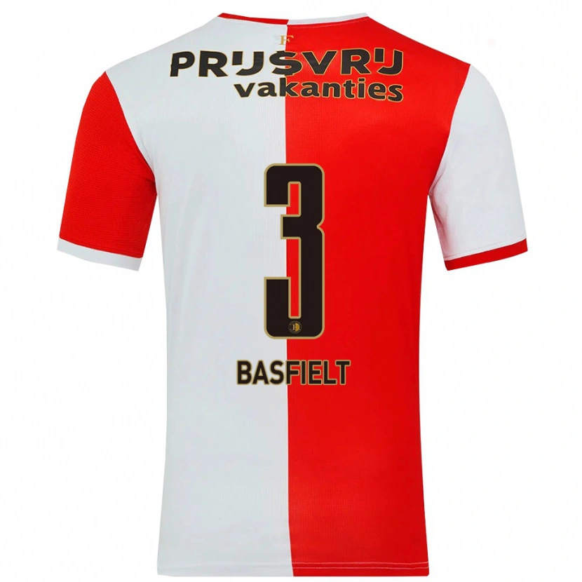 Danxen Bambino Maglia Jessy Basfielt #3 Rosso Bianco Kit Gara Home 2025/26 Maglietta