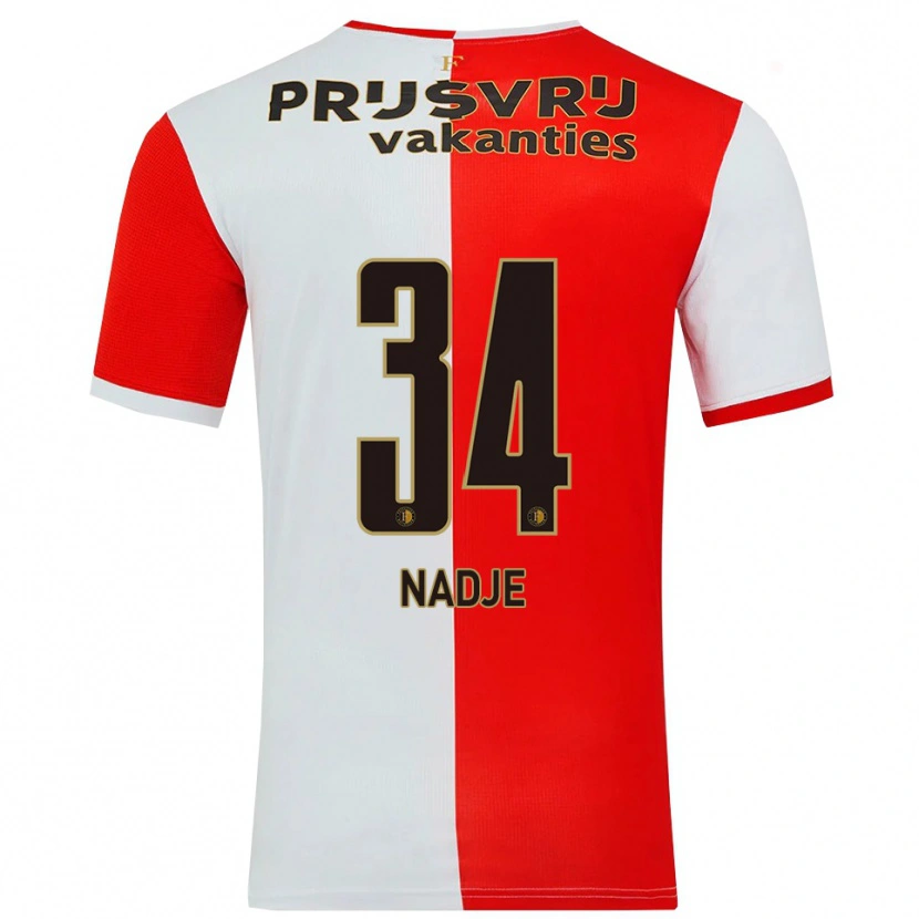 Danxen Bambino Maglia Chris-Kévin Nadje #34 Rosso Bianco Kit Gara Home 2025/26 Maglietta