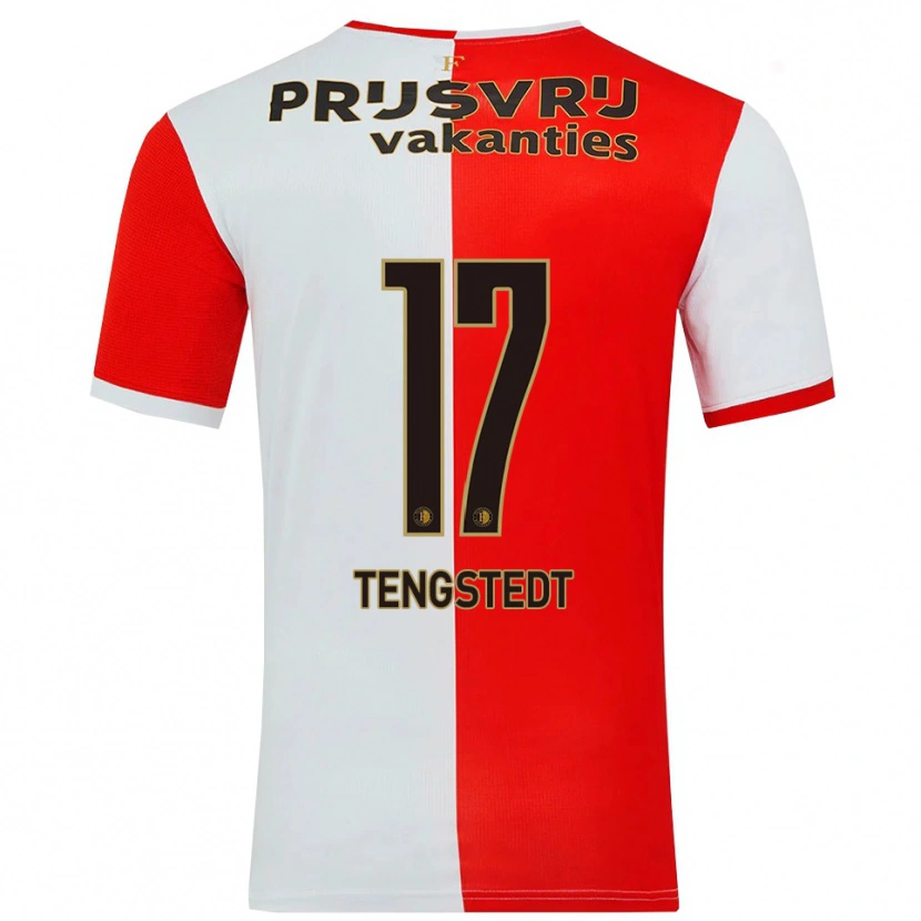 Danxen Bambino Maglia Casper Tengstedt #17 Rosso Bianco Kit Gara Home 2025/26 Maglietta