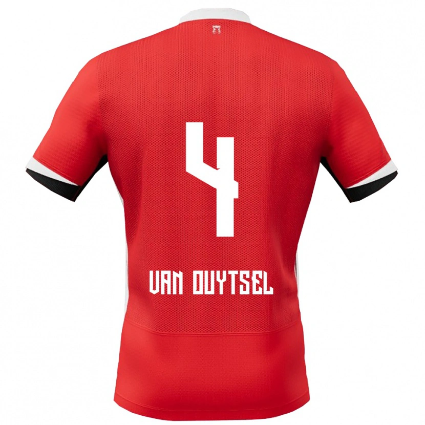 Danxen Bambino Maglia Kevin Van Ouytsel #4 Rosso Bianco Kit Gara Home 2025/26 Maglietta