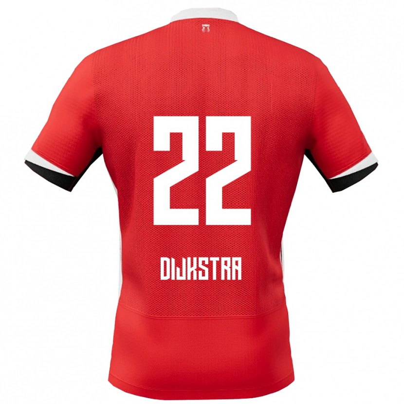 Danxen Bambino Maglia Elijah Dijkstra #22 Rosso Bianco Kit Gara Home 2025/26 Maglietta