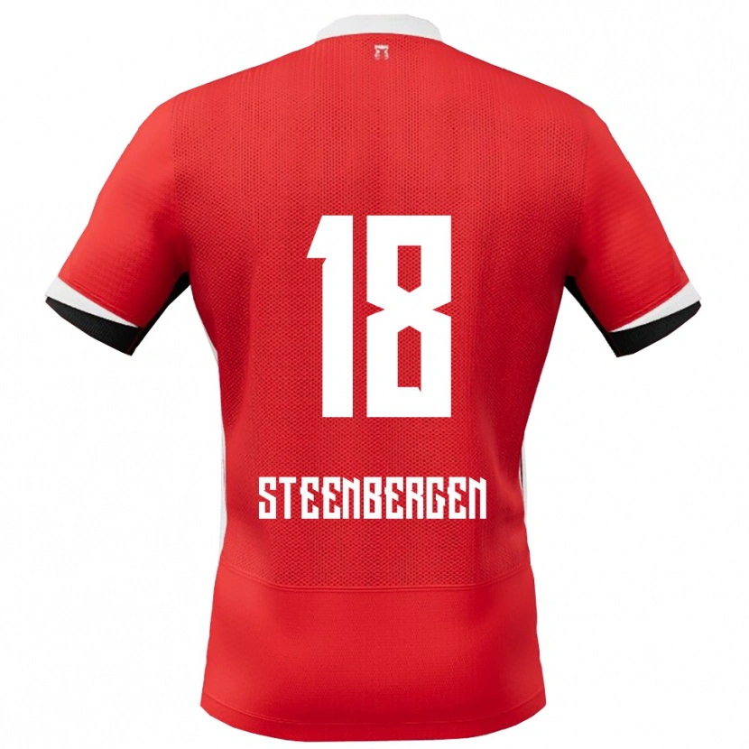 Danxen Bambino Maglia Thom Steenbergen #18 Rosso Bianco Kit Gara Home 2025/26 Maglietta