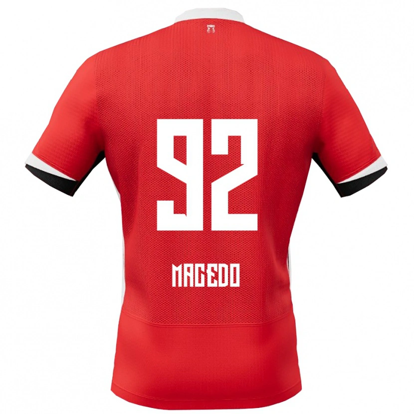 Danxen Bambino Maglia Rodrigo Macedo #92 Rosso Bianco Kit Gara Home 2025/26 Maglietta