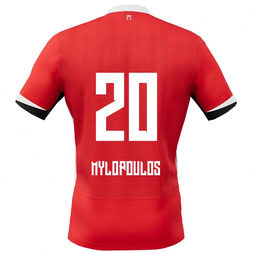 Danxen Bambino Maglia Marios Mylopoulos #20 Rosso Bianco Kit Gara Home 2025/26 Maglietta
