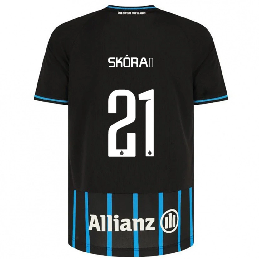 Danxen Bambino Maglia Michal Skoras #21 Nero Blu Kit Gara Home 2025/26 Maglietta