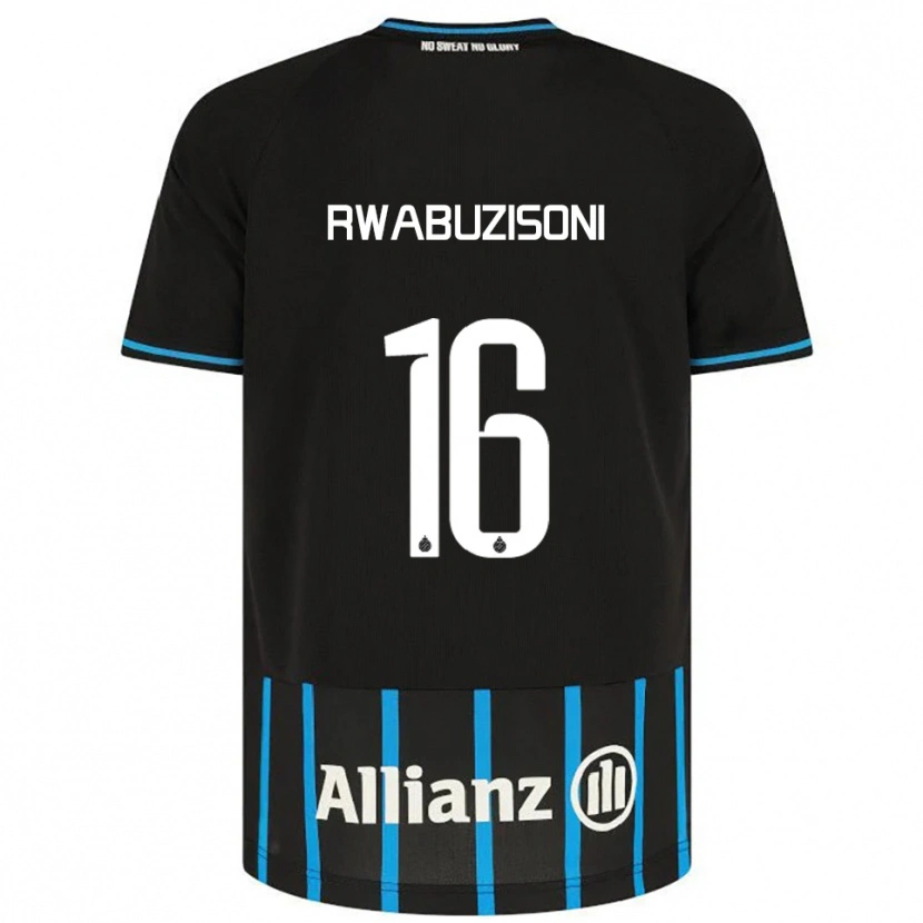 Danxen Bambino Maglia Noah Rwabuzisoni #16 Nero Blu Kit Gara Home 2025/26 Maglietta