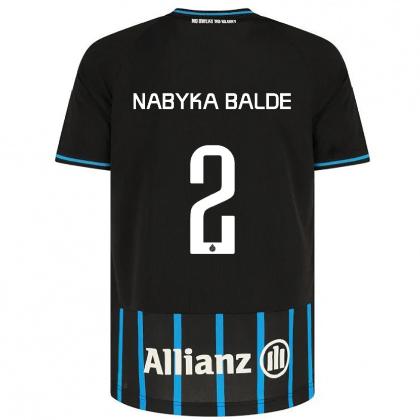 Danxen Bambino Maglia Mamadou Balde #2 Nero Blu Kit Gara Home 2025/26 Maglietta