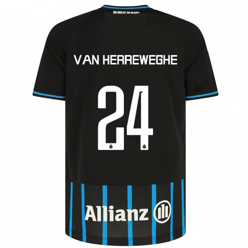 Danxen Bambino Maglia Febe Van Herreweghe #24 Nero Blu Kit Gara Home 2025/26 Maglietta