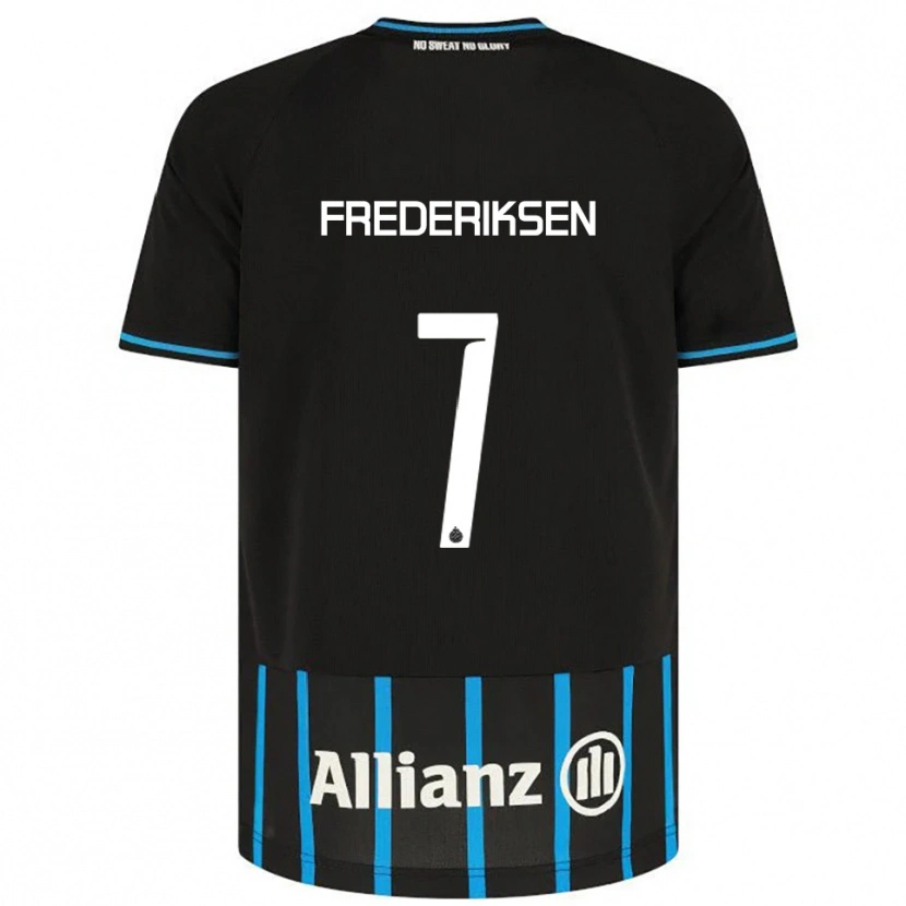 Danxen Bambino Maglia Rebekka Frederiksen #7 Nero Blu Kit Gara Home 2025/26 Maglietta