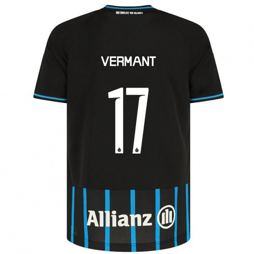 Danxen Bambino Maglia Romeo Vermant #17 Nero Blu Kit Gara Home 2025/26 Maglietta