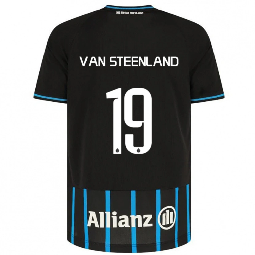 Danxen Bambino Maglia Gilles Van Steenland #19 Nero Blu Kit Gara Home 2025/26 Maglietta