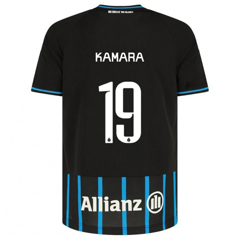Danxen Bambino Maglia Al-Hassan Kamara #19 Nero Blu Kit Gara Home 2025/26 Maglietta