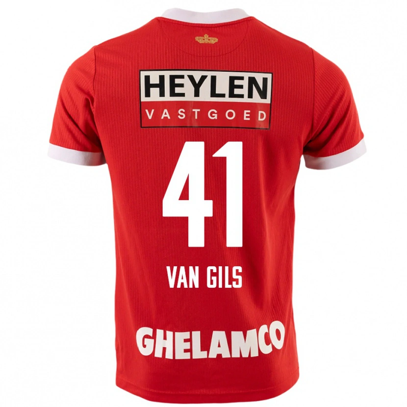 Danxen Bambino Maglia Mathis Van Gils #41 Rosso Bianco Kit Gara Home 2025/26 Maglietta