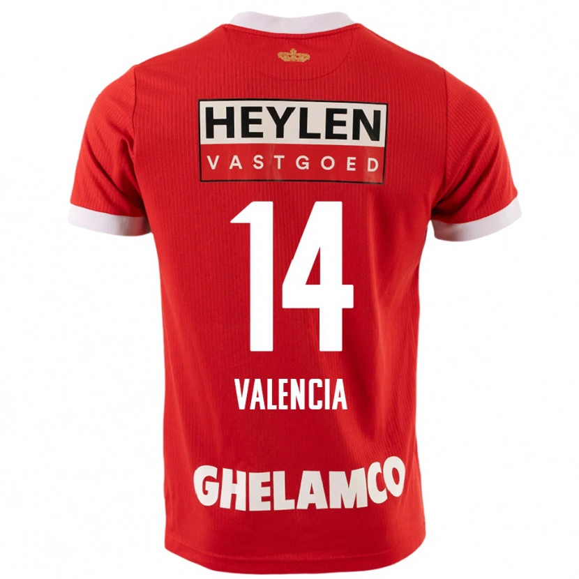 Danxen Bambino Maglia Anthony Valencia #14 Rosso Bianco Kit Gara Home 2025/26 Maglietta